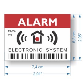 imaggge.com Electronic System Alarm Stickers, Pack of 12, Dimensions 7.4 x 5.2 cm