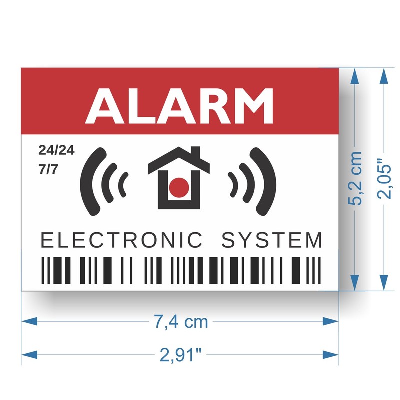 imaggge.com Electronic System Alarm Stickers, Pack of 12, Dimensions 7.4