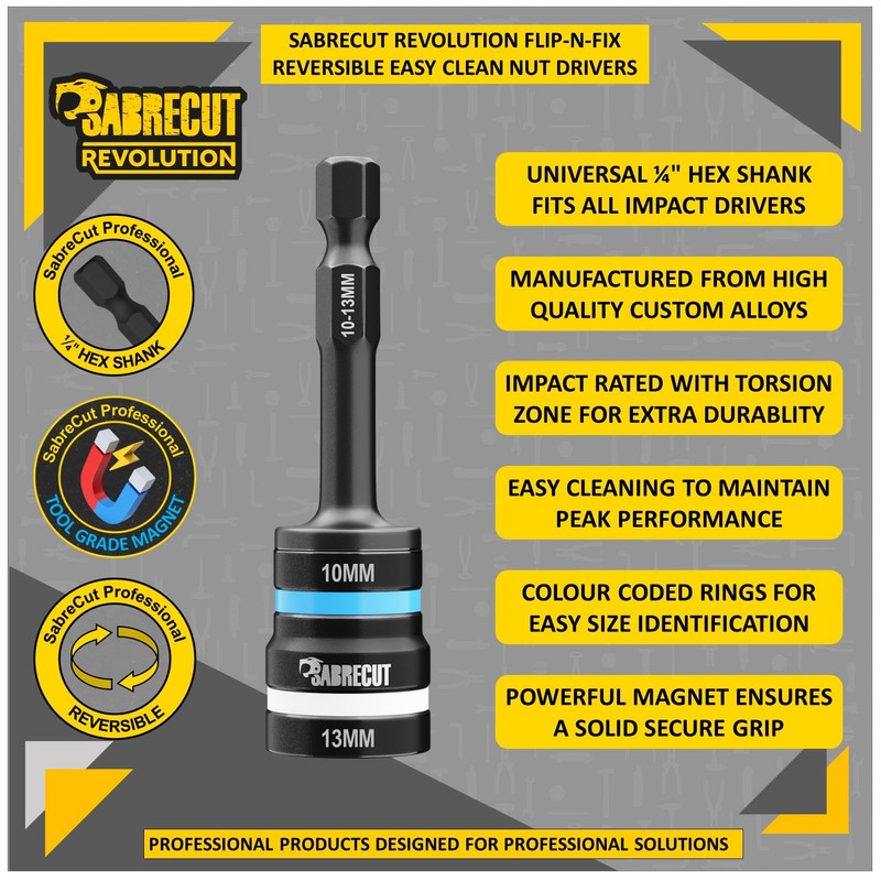 3 x SabreCut SCDINK1 Dual Size Magnetic Reversable 2-in-1 Easy