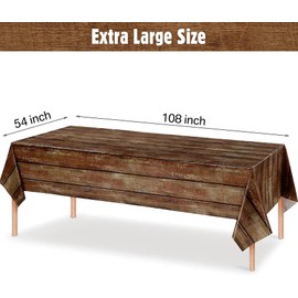 3 Packs Brown Wood Grain Tablecloths, 54 x 108 Inches Rustic Plastic Table Covers for Rectangle Table, Vintage Farmhouse Tablecloth Decorations for Western Barn Birthday Wedding