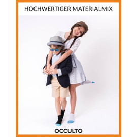 Occulto Children's Trainer Socks for Boys and Girls (8 Pairs), Coloured Trainer Socks for Children, Children's Cotton Socks for Boys and Girls, black / grey