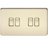 Knightsbridge SF4100PB Screwless 10 A 4-Gang 2 Way Switch, Polished