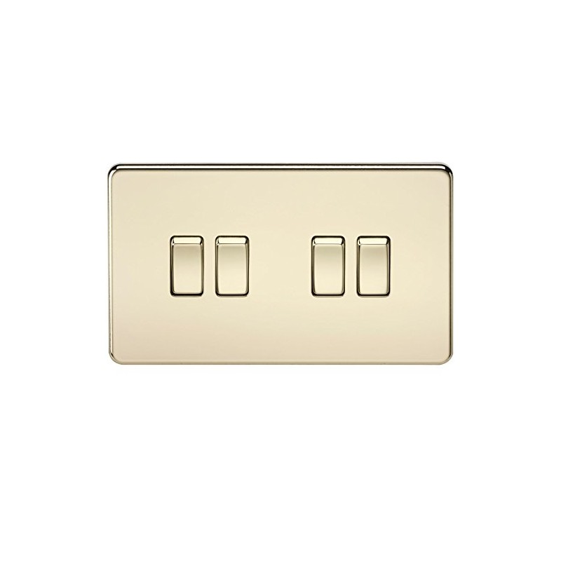 Knightsbridge SF4100PB Screwless 10 A 4-Gang 2 Way Switch, Polished