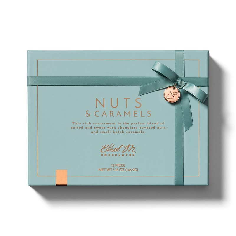 Ethel M Chocolates 12-Piece The Nuts & Caramels Collection, Premium