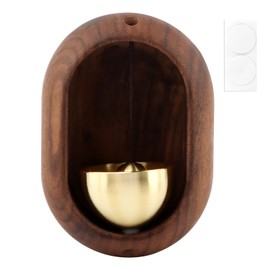 Oval Magnetic Hanging Door Bell, Loud Sound Wooden Zen Grip Doorbell Chime, Hanging Wood Shop Keeper Bells for Business Door Opening, Entrance Decoration (Black Walnut) (1)