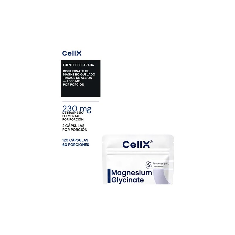 Cellx Magnesio Glicinato Traacs 120 Cápsulas 2 Meses