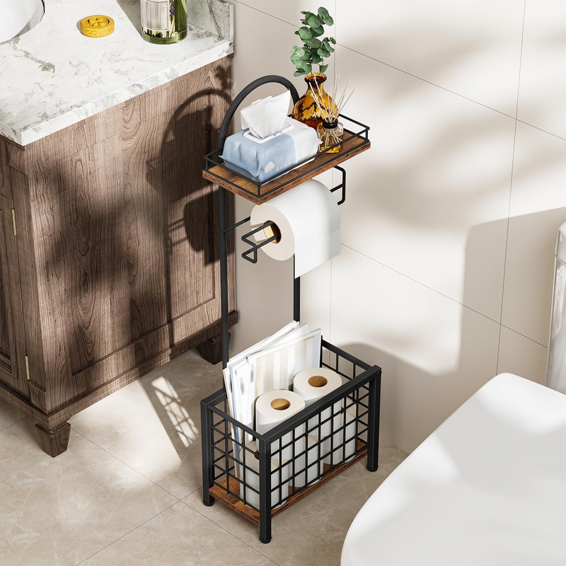 CHOEZON Toilet Paper Holder Stand, Freestanding Toilet Paper Holder with