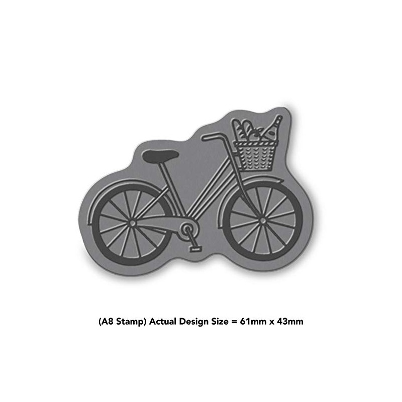 A8 'Bike With Groceries' Unmounted Rubber Stamp (RS00035195)