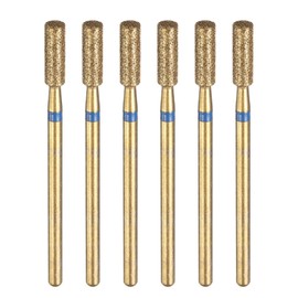 sourcing map 6pcs 120-140 Grits Diamond Grinding Bit 3.3mm Cylindrical Ball Head 2.35mm Shank 10mm Length Titanium Plated Stone Sanding Drill Bits Rotary Tool for Nails Grinding Polishing