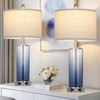 26" Coastal Blue Glass Table Lamps Set of 2, 3-Way