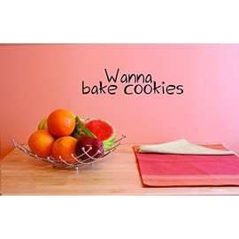 Wanna Bake Cookies Kitchen Home Decor Peel & Stick Sticker Vinyl Wall Decal - 22 Colors Available - Size 8 Inches x 30 Inches