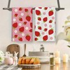 Disoza Pink Strawberries 24 * 16 inch Microfiber Kitchen Towels,
