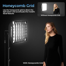 EMART Softbox Photography Lighting Kit, 16"x16" Pull Soft Box with Honeycomb Grid, 50W 3000K-6000K LED Bulb with Remote/APP Control, Softbox Lighting Kit for Video Recording, Live Streaming, Portrait