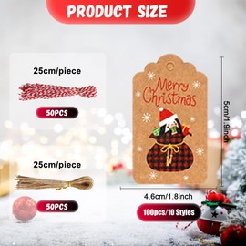 Bliceon 100Pcs Kraft Paper Presents Gift Tags, Brown Labels Gift Tags with 100PCS String, Christmas Tree Tags for Present Wrapping, Party Decorations