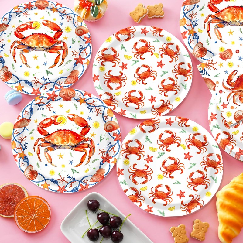 CC HOME Crab Birthday Paper Plates Napkins Starfish Shell Conch