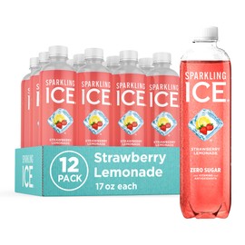 Sparkling Ice, Strawberry Lemonade Sparkling Water, Zero Sugar Flavored Water, with Vitamins and Antioxidants, Low Calorie Beverage, 17 fl oz Bottles (Pack of 12)