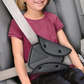 Car Seatbelt Safe Cover Strap Pads,Triangle Positioner for Baby and Adult Shoulder Neck,Seat Belt Adjuster for Kids(Grey,1 Pack)