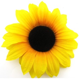 X Large 8 inch Yellow Sunflower Silk Flower Hair Clip with Teeth