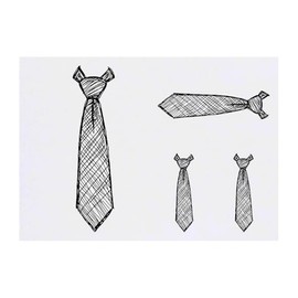 4 x 'Sketchy Tie' Temporary Tattoos - Water Resistant, Skin-Safe, Non-Toxic Transfers, Mixed Sizes (TO00082654)