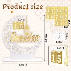 Ramadan Advent Calendar Set - Acrylic and Wooden Ramadan Decorations for Home Eid Mubarak Table Decor, 30 Days Countdown Calendar for Muslim Festivities and Ramadan Party Supplies Style D