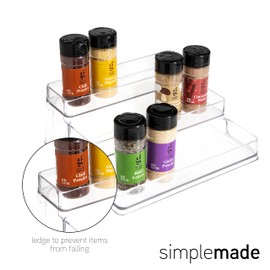 SIMPLEMADE 3-Tier Spice Rack Organizer - Versatile Storage Shelf for Kitchen, Bathroom, Bedroom & Office, Set of 2, Clear