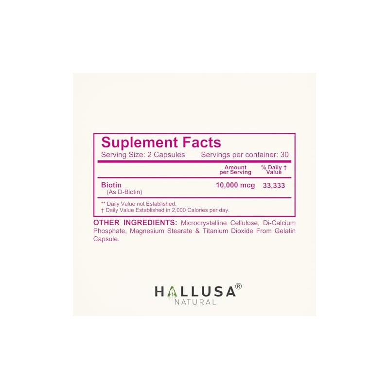 N/A- “Suplemento de biotina Pastillas para la caída del Cabello