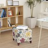Adeco Floral Printed Linen Cube Ottoman Footstool,Square Foot Rest Stools