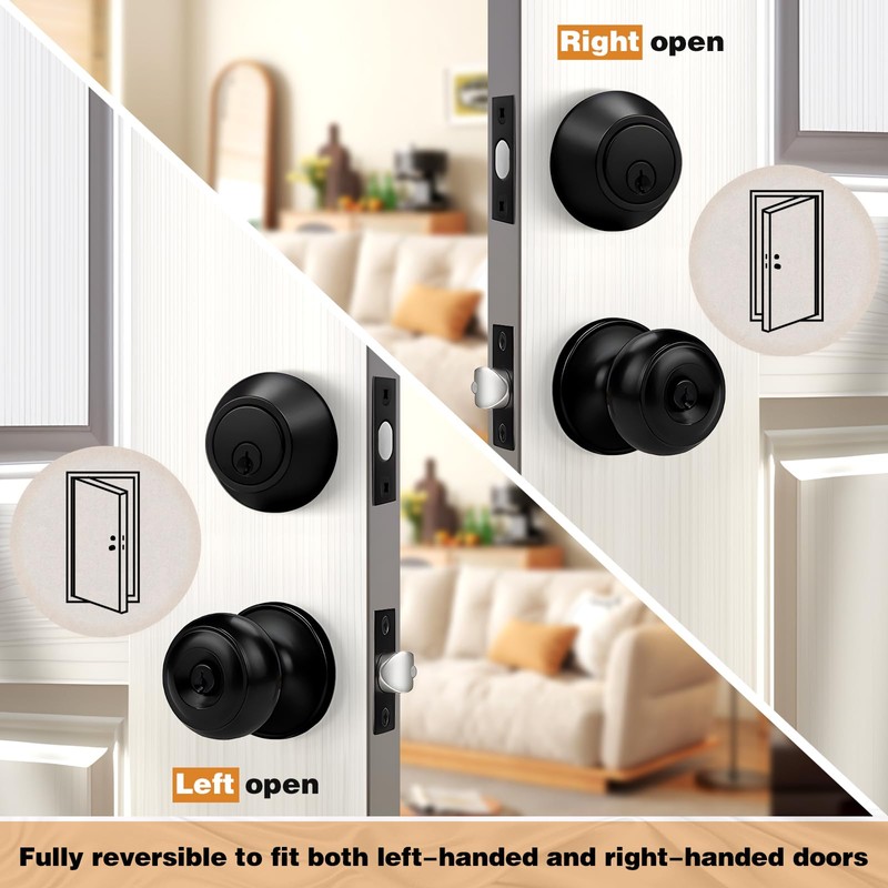 Probrico Entry Door Knobs Lock Set and Single Cylinder Deadbolt