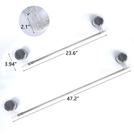 Stuertlci Suction Cup Towel Bar, Telescopic Towel Racks for Bathroom, Stainless Steel No Drill Towel Rack Wall Mounted with 6 Sliding Hooks, Removable Vacuum Suction Towel Bar for Shower, Kitchen