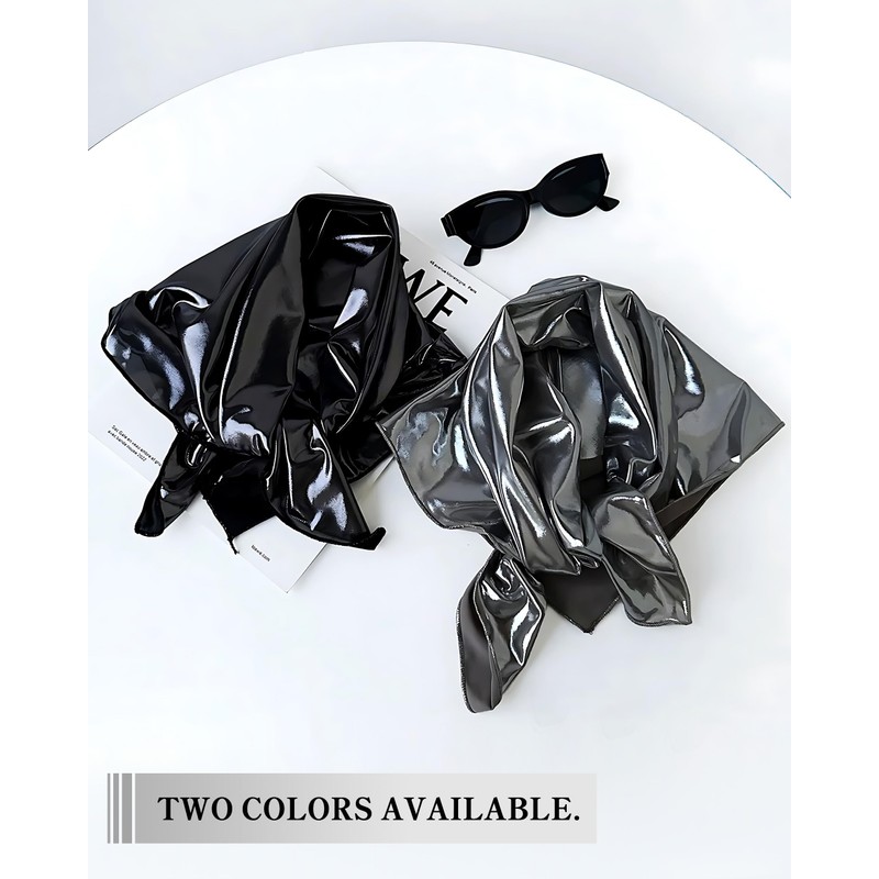 JENSVOIR Head Scarf for Women - Glossy Silver Metallic Shiny