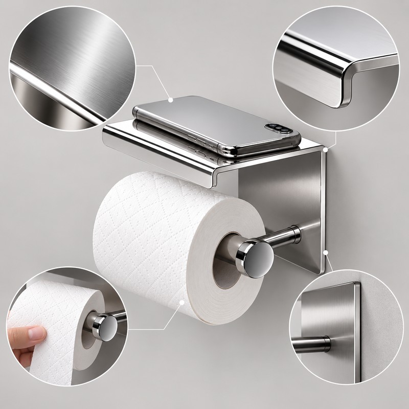 Stainless Steel No-Drill Paper Towel Holder – Wall-Mounted Kitchen Roll