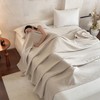 Simple&Opulence Linen Cotton Throw Blanket with Tassels, Double-Layer Knit Flax