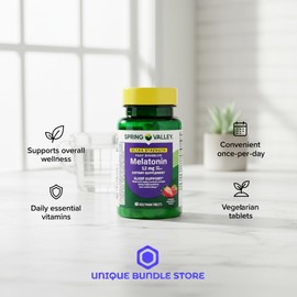 Melatonin Ultra Strength 12mg - Melatonin with 60 Tablets, Strawberry Flavor Melatonin, Fast-Dissolve Melatonin 12mg, Sleep Melatonin Support for Adults