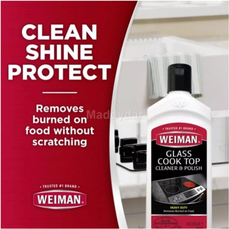 T.O.P. Weiman Glass Stove Top Complete Cleaning Kit Cleaner Scrubber