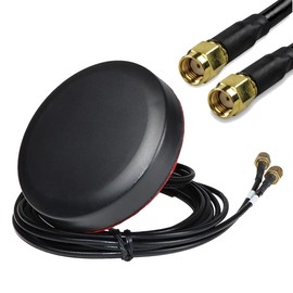 UniteCom Dual Input 2.4GHz & 5GHz Dual Band Wi-Fi Puck Antenna 3 Meter Cable RP-SMA Connector Broadband Internet Waterproof Outdoor Indoor Rugged Anti Vandal 802.11AC AX WIFI 6