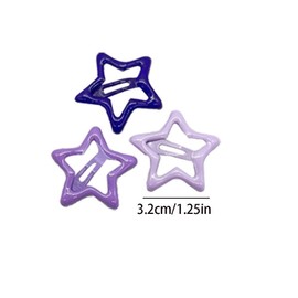 Star Hair Clips - 3Pcs Blue Metal Non-Slip Snap Hair Clips and Barrettes for Girls and Women Metal Star Hair Accessories