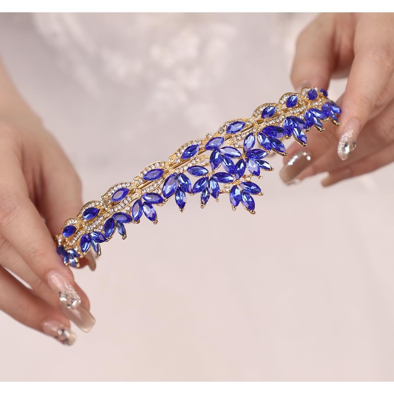 Rannyrena Silver Crystal Crown Tiara for Women Glitter Rhinestone Bridal