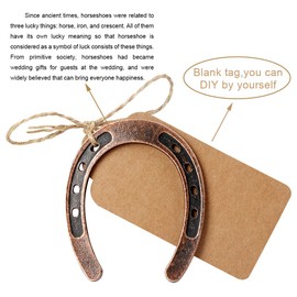 OurWarm 30PCS Good Lucky Horseshoe Wedding Favors for Guests, Vintage Craft Metal Horseshoe Decor with Kraft Gift Tags for Rustic Wedding Birthday Kentucky Derby Party Decorations