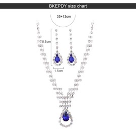 BKEPDY Women's Jewellery Set Drop Cubic Zirconia Jewellery Set Exquisite Sapphire Blue Rhinestone Pendant Necklace Earrings Women Jewellery Set Gift Practical and Practical, Alloy Steel