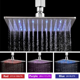 Aolemi Ceiling Mount Shower Faucet Set with Handheld Spray High Pressure Shower Faucets Sets Complete Rough-in Valve and Shower Trim Kit System Included Rainfall Polish Chrome 10 Inch LED Shower Head