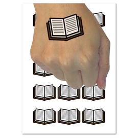 Open Book Reading Symbol Temporary Tattoo Water Resistant Fake Body Art Set Collection - 54 1" Tattoos (1 Sheet)
