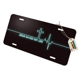 GRAPHICS & MORE Jesus Saved My Life EKG Heart Rate Pulse Religious Christian Novelty Metal Vanity Tag License Plate