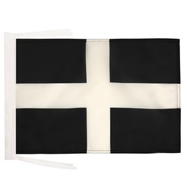 AZ FLAG Saint Piran's Flag 18'' x 12'' cords - Cornwall SMALL flags 30 x 45cm - Banner 18x12 in