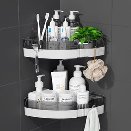 2-Pack Corner Shower Caddy Shelves - Bathroom Storage Organizers for Shampoo, Conditioner, Soap, and More - Removable, No-Drill Design for Easy Installation - Ideal for Bathrooms and Kitchens