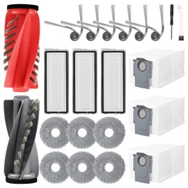 Pure Realm Pure Realm 22 St1ck Zubeh?rset f1r Roborock Qrevo Curve/Qrevo Curv S5X/Qrevo S5VQrevo Edge Saugroboter, 1 Dual-Hauptb1rste,3 HEPA Filter,6 Wischt1cher,6 Seitenb1rsten,3 Staubbeutel,1 Hakenb1rste