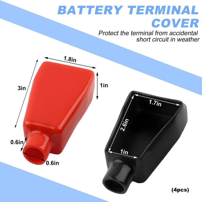 Wevdn 4 PCS Battery Terminal Covers, Positive Negative Top Post