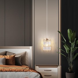 ZtuoYong Crystal Ceiling Pendant Lighting Fixture for Living Room Dining Room Kitchen Hallway (Gold Pendant)