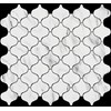 Recycled Glass Mosaic Tile: Arabesque Lantern Pattern, Carrara Marble Look,