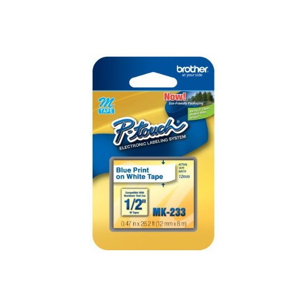 AAROND 1/2" (12mm) Blue on White P-Touch M Tape for