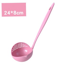 ULTECHNOVO Plastic Strainer Ladle with Filter Pink Kitchen Soup Spoon with Hanging Heat Resistant Slotted Ladle for Easy Soup and Oil Separation Dishwasher and Microwave Safe Cooking Tool